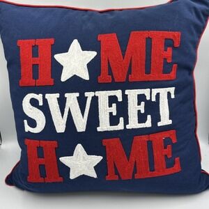 Patriotic Decor Throw Pillow Home Sweet Home Red White Blue Lonestar Texas 18"‎
